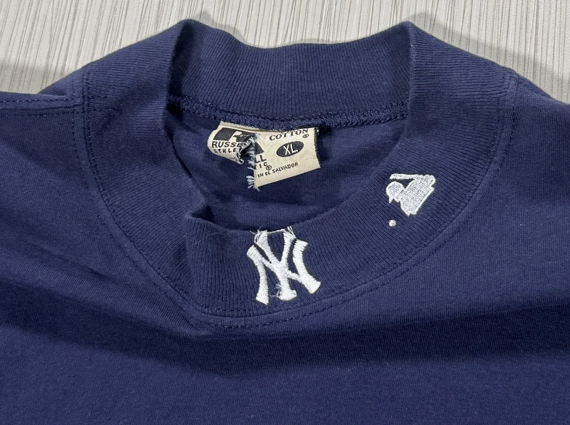 Vintage Russell Athletic New York Yankees Mock Neck Shirt (Size XL